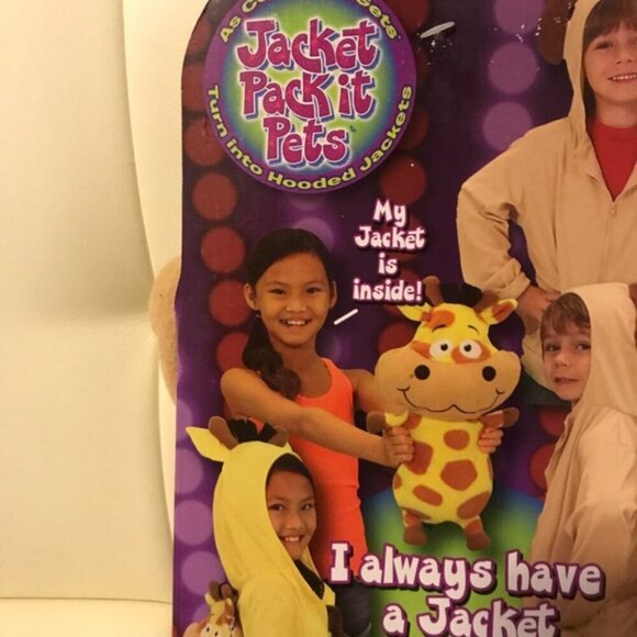 Jay@Play Pack-it Pets Jacket Girls Backpack Giraffe Plush Yellow Hooded Size 7-8 - Picture 5 of 8